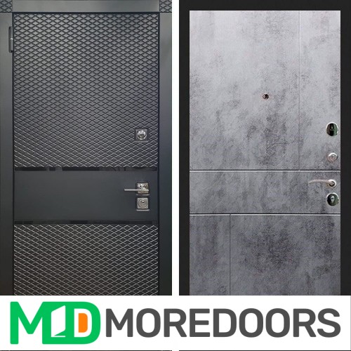 Металлическая дверь REX 15 Чешуя Черный Кварц ФЛ-290 бетон темный