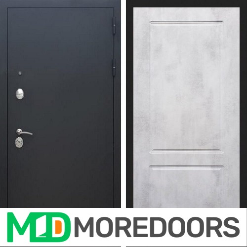 Металлическая дверь REX 1А Муар Чёрный фл-117 бетон светлый
