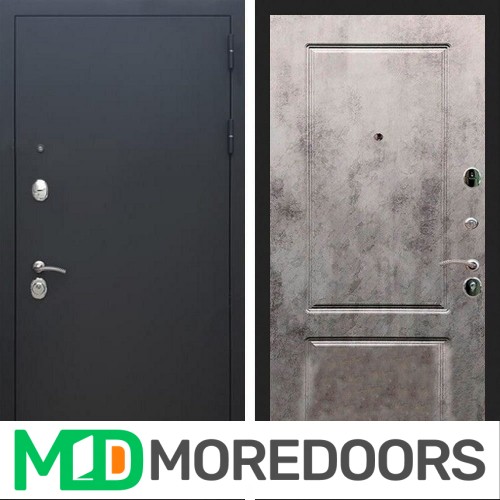 Металлическая дверь REX 1А Муар Чёрный ФЛ-117 бетон темный