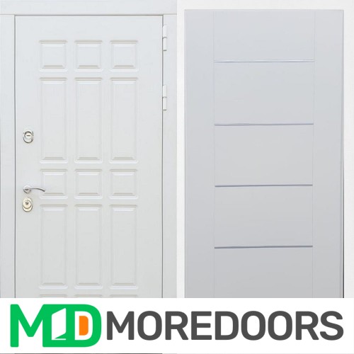 Металлическая дверь REX 8 Шагрень Белая B03 молдинги белый ясень