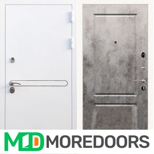 Металлическая дверь REX 27 Белая Шагрень ФЛ-117 бетон темный