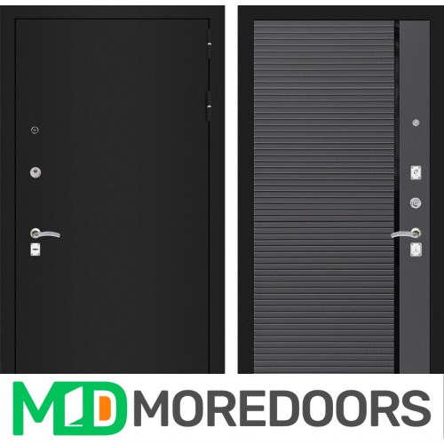 Металлическая Дверь Лабиринт CLASSIC шагрень черная 22 - Графит софт, черная вставка