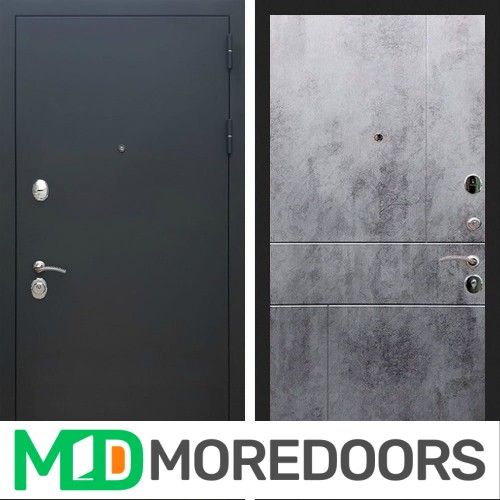 Металлическая дверь REX 5А Чёрный Муар ФЛ-290 бетон темный