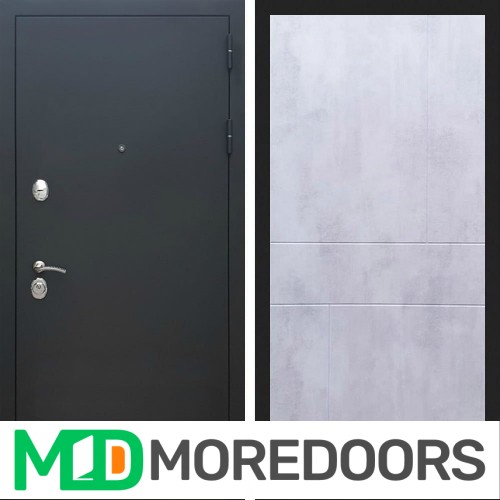 Металлическая дверь REX 5А Чёрный Муар ФЛ-290 бетон светлый
