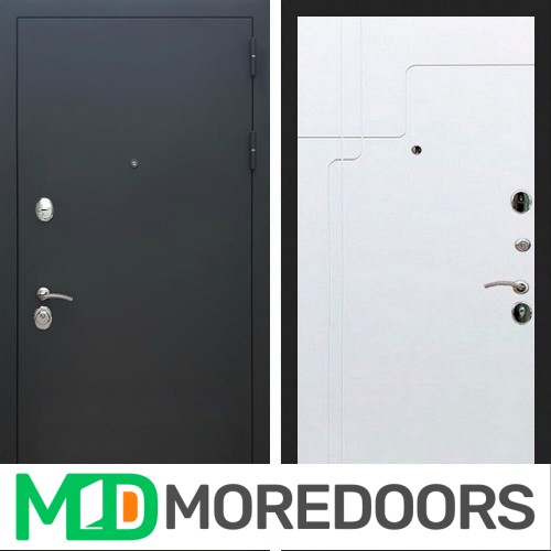 Металлическая дверь REX 5А Чёрный Муар ФЛ-246 белый софт