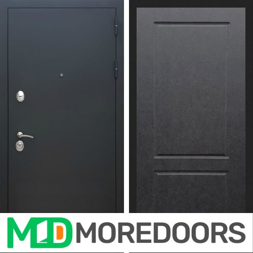 Металлическая дверь REX 5А Чёрный Муар фл-117 штукатурка графит
