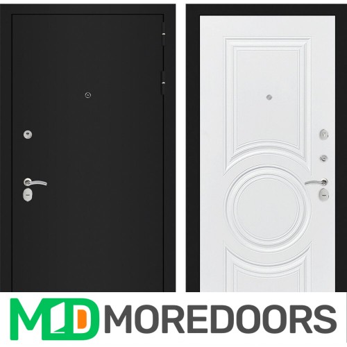 Металлическая Дверь Лабиринт CLASSIC шагрень черная 23 - Белый софт