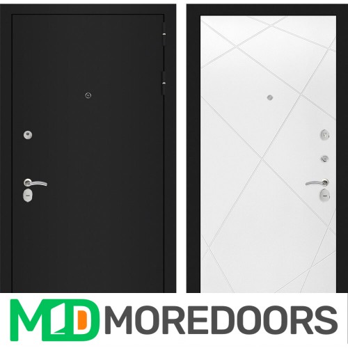 Металлическая Дверь Лабиринт CLASSIC шагрень черная 24 - Белый софт