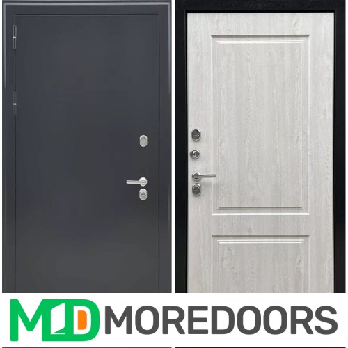 Металлическая дверь Ратибор Термоблок 3К черное серебро сосна белая