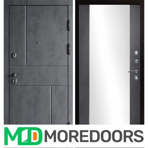 Металлическая Дверь Termo-door Вертикаль бетон Зеркало бетон темный