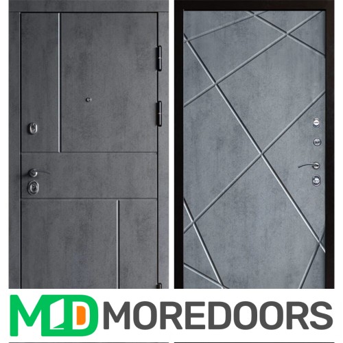 Металлическая Дверь Termo-door Вертикаль бетон Лучи бетон темный