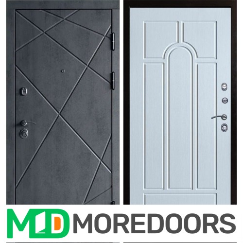 Металлическая Дверь Termo-door Лучи бетон Арка лиственница