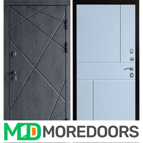 Металлическая Дверь Termo-door Лучи бетон Горизонт белый