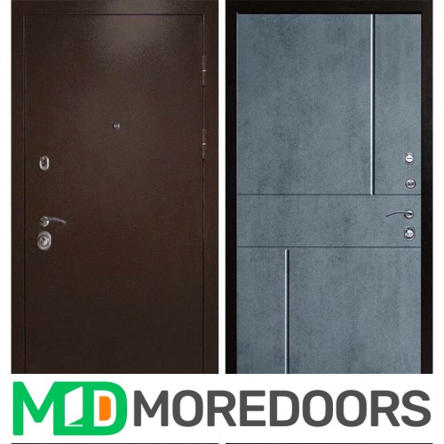 Металлическая Дверь Termo-door Техно медь Горизонт бетон темный