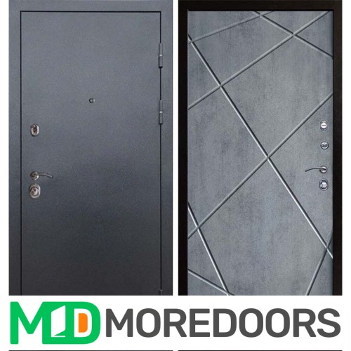 Металлическая Дверь Termo-door Техно графит Лучи бетон темный