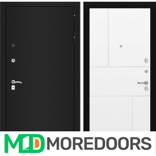 Металлическая Дверь Лабиринт CLASSIC шагрень черная 21 - Белый софт