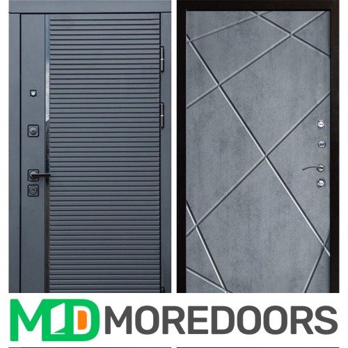 Металлическая Дверь Termo-door Black Line Лучи бетон темный