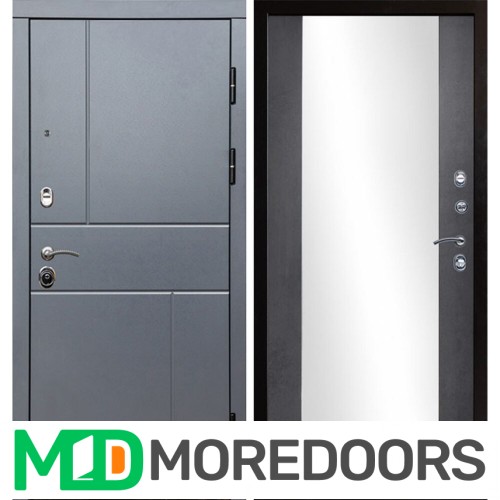 Металлическая Дверь Termo-door Вертикаль Grey Зеркало бетон темный