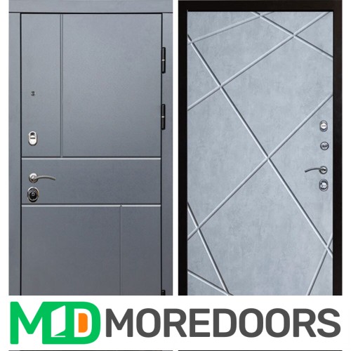 Металлическая Дверь Termo-door Вертикаль Grey Лучи бетон светлый