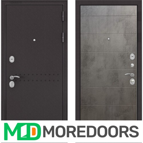 Металлическая Дверь Бульдорс MASS 90 Букле шоколад R-4 бетон темный 9S-135