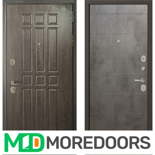 Металлическая Дверь Бульдорс STANDART 90 дуб шоколад / бетон серый 9S-135