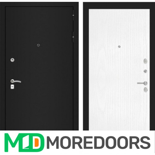 Металлическая Дверь Лабиринт CLASSIC шагрень черная 07 - Белое дерево