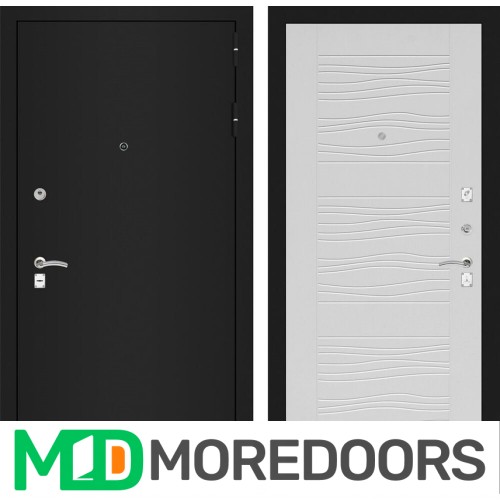 Металлическая Дверь Лабиринт CLASSIC шагрень черная 06 - Белое дерево