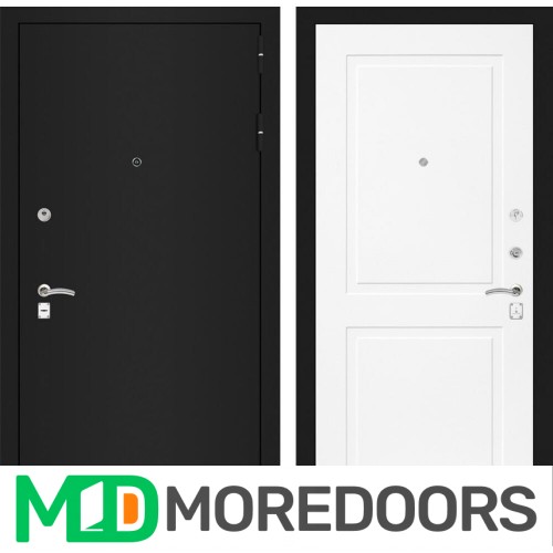 Металлическая Дверь Лабиринт CLASSIC шагрень черная 11 - Белый софт