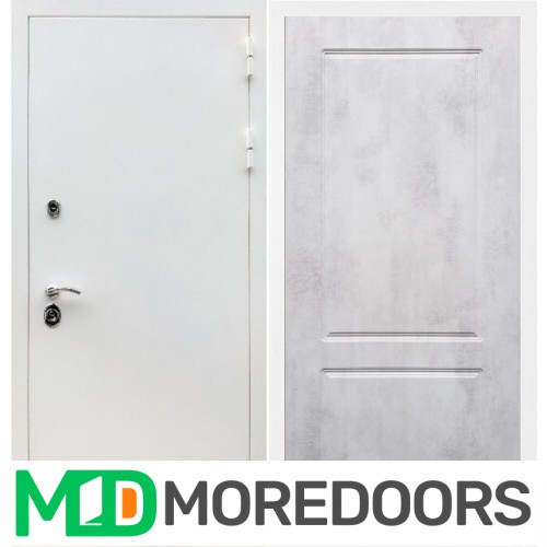 Металлическая дверь REX 5 белая шагрень ФЛ-117 бетон светлый