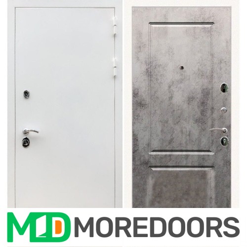 Металлическая дверь REX 5 белая шагрень ФЛ-117 бетон темный