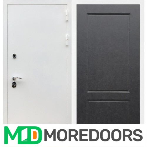 Металлическая дверь REX 5 белая шагрень ФЛ-117 штукатурка графит