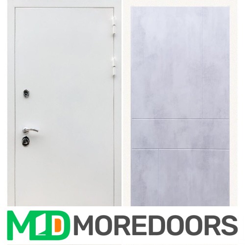 Металлическая дверь REX 5 белая шагрень ФЛ-290 бетон светлый