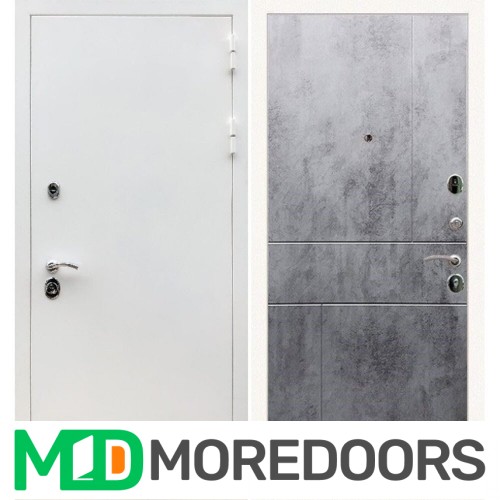 Металлическая дверь REX 5 белая шагрень ФЛ-290 бетон темный