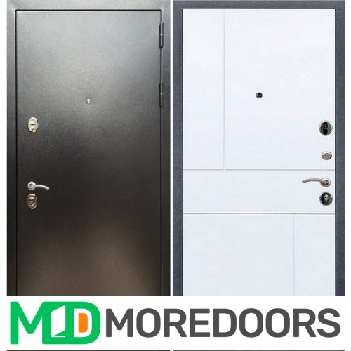 Металлическая дверь REX 5 (антик серебро) ФЛ-290 белый софт