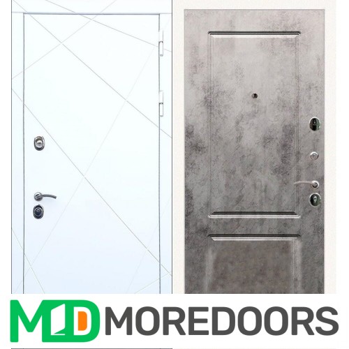Металлическая дверь REX 13 белый ФЛ-117 бетон темный