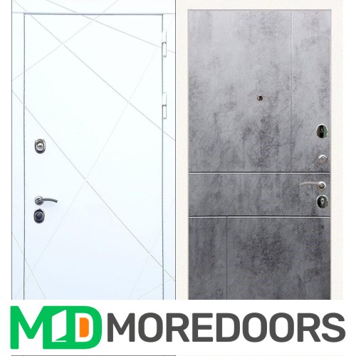 Металлическая дверь REX 13 белый ФЛ-290 бетон темный