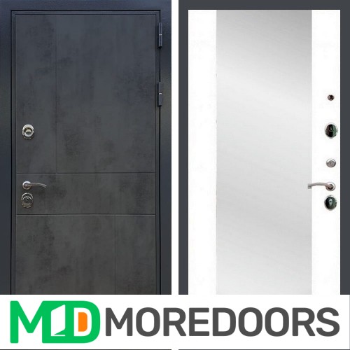 Металлическая дверь REX Премиум 290 бетон темный сб-16 белый софт