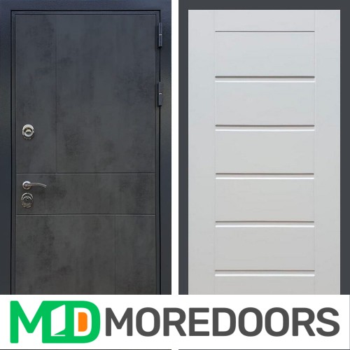 Металлическая дверь REX Премиум 290 бетон темный сити 16 мм ясень белый