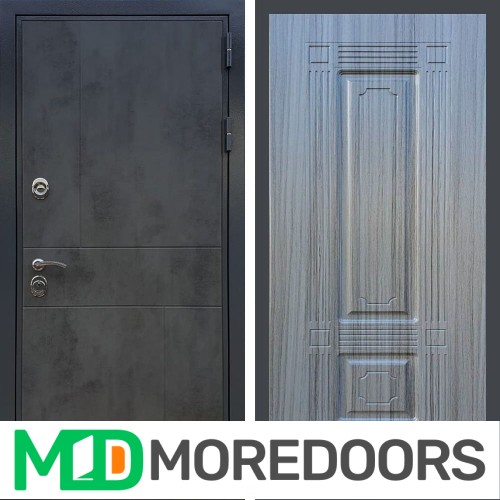 Металлическая дверь REX Премиум 290 бетон темный ФЛ-2 сандал серый 16 мм