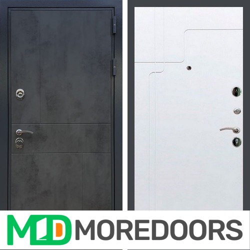 Металлическая дверь REX Премиум 290 бетон темный ФЛ-246 белый софт