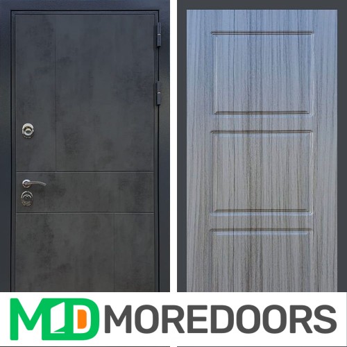 Металлическая дверь REX Премиум 290 бетон темный ФЛ-3 сандал серый