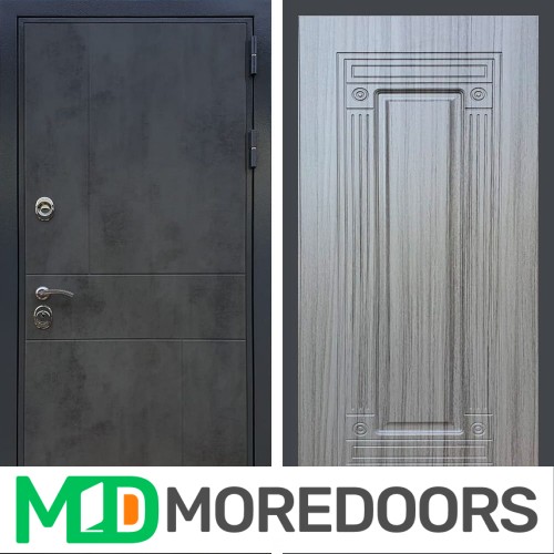 Металлическая дверь REX Премиум 290 бетон темный ФЛ-4 сандал серый