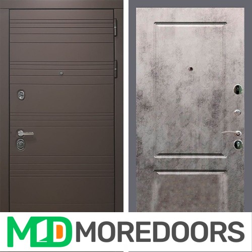 Металлическая дверь REX 14 Ясень шоколадный ФЛ-117 бетон темный